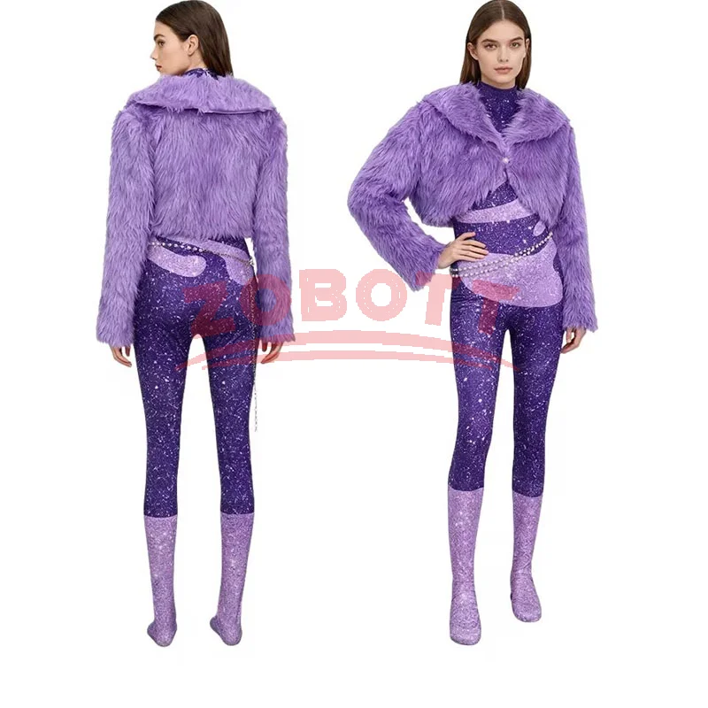 

Аниме Газель Косплей Костюм Антилопа Певица Cos Фиолетовый Комбинезон Пальто Одежда для выступлений на сцене Полный комплект для женщин Вечеринка