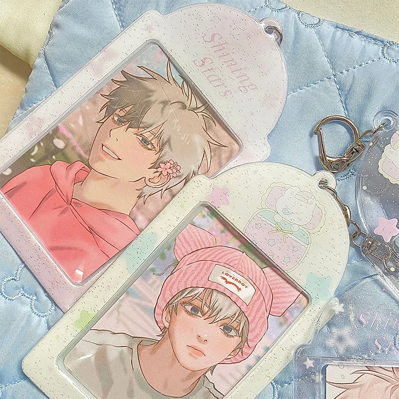 New Transparent Glitter Cute 3 Inch Photocard Holder PVC Girl Heart Card Holder Storage Idol Card Display Protective Pendant