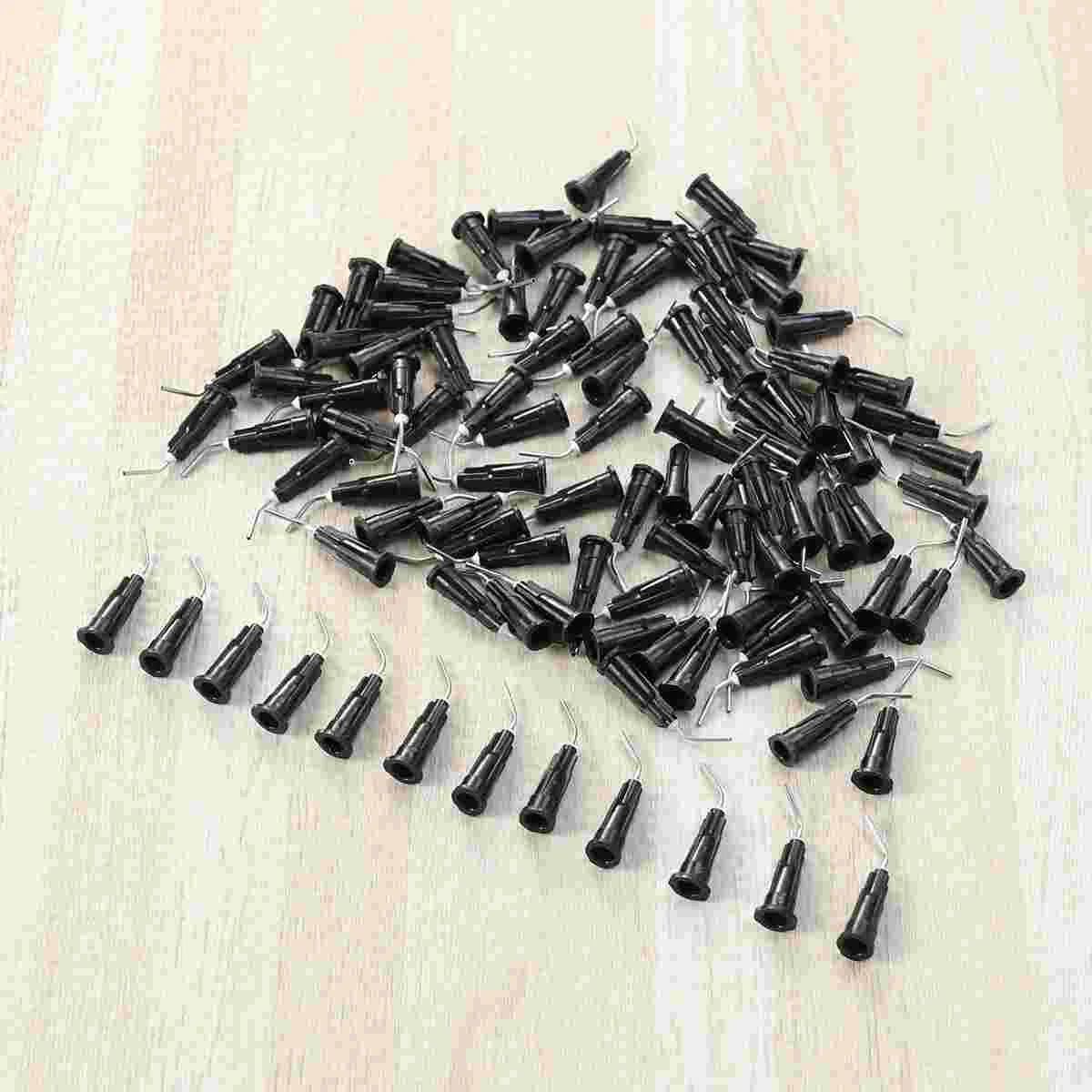 100PCS Resin Dental Bent Needles Tip Disposable Dental Composite Needles Dental (18G 12MM Black)