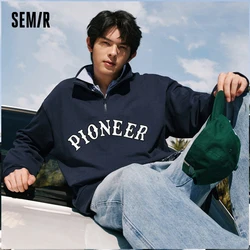 Semir 2023 Men Sweater Autumn New Trendy Loose Cotton Top  Letter Pattern Sweater for Men