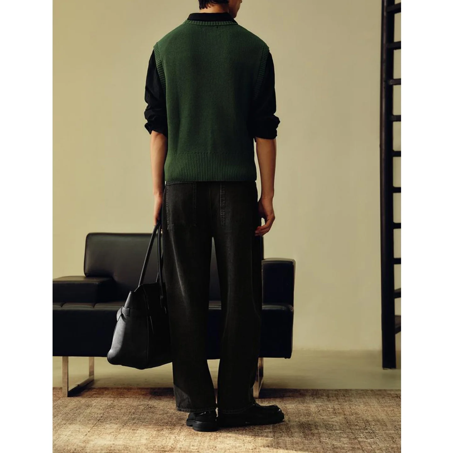 فضفاضة تناسب محبوك سترة الرجال الخريف الشتاء جديد جولة Ne Svel مختلط الألياف ضبط شوكة العلامة التجارية Faion الملابس #4