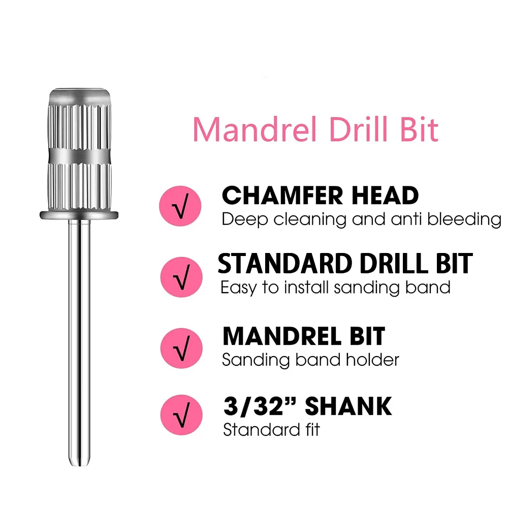 100Pcs Sanding Bands With 1Pcs Metal Shaft Set For Manicure Gel Polish Remover Replacement Tools Nail Drill Bits