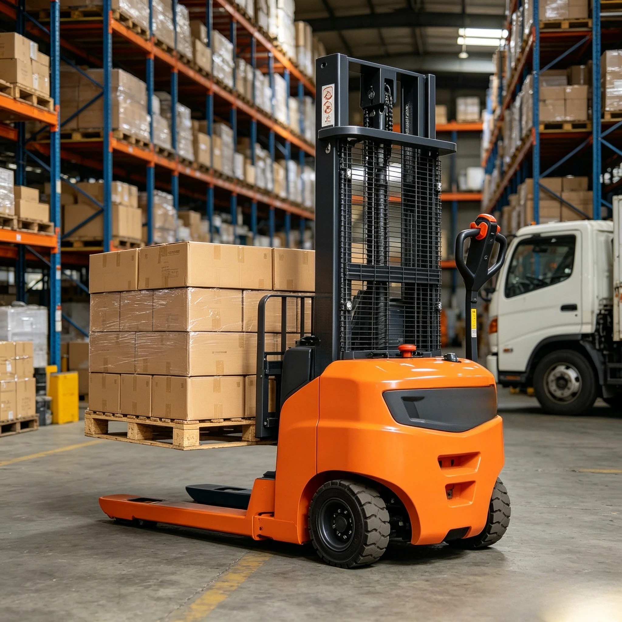 Customized Electric Pallet Stacker Model Electric Stacker 2T Capacity 1860mm Lifting Height for Warehouse Logistics