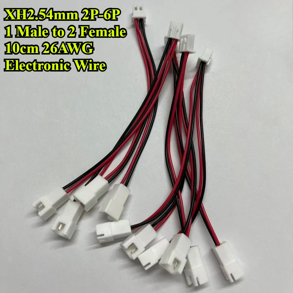 

5Pcs XH2.54mm 2P/3P/4P/5P/6P 1 Male to 2 Female Y Wire PWM Fan Connector Cable Terminal Wire Length 10cm 26AWG Electronic Wire