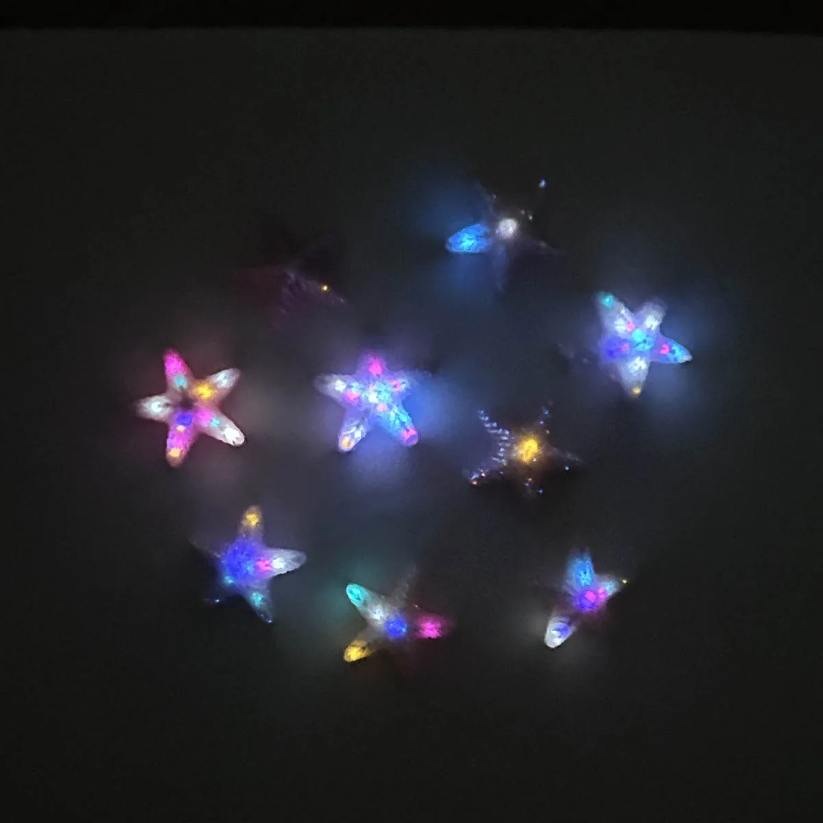 60PCS Dreamy Luminous Sweet Starfish Nail Charms 3D Solid Color Fine Glitter Star Resin Nail Art Decorations for DIY Nails Parts