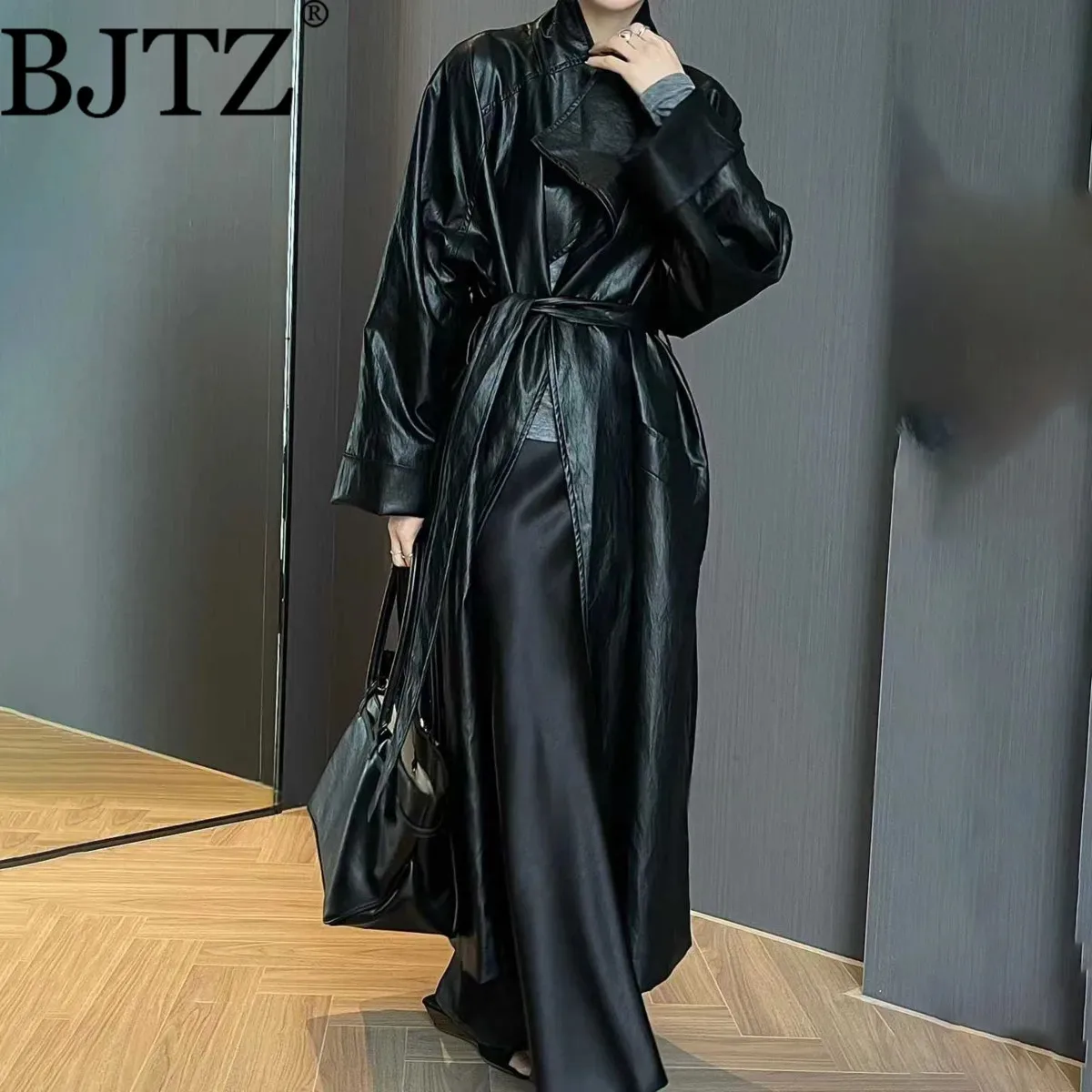 

BJTZ модная темпераментная свободная ветровка для женщин, весна-осень 202, новое модное женское пальто на шнуровке с завязками на талии