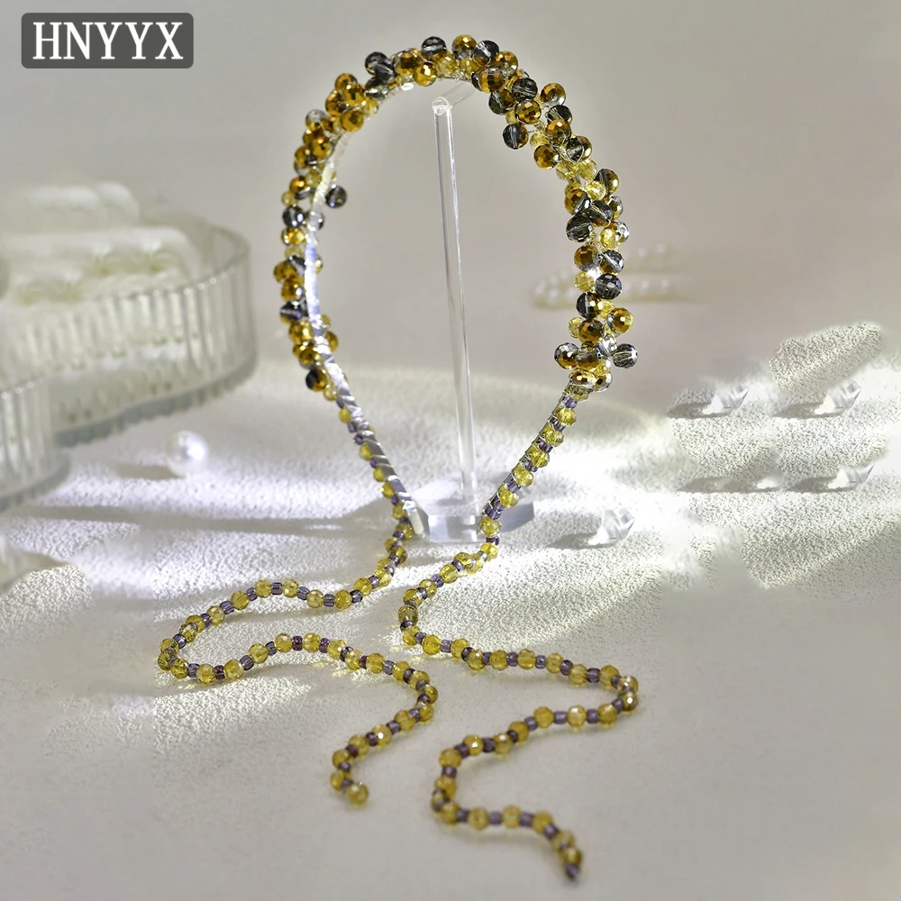 YouLaPan Elegancka, ręcznie robiona opaska do włosów dla panny młodej, złote koraliki, frędzle, damska ozdoba na bankiet, imprezę taneczną, do noszenia na co dzień, model YXA11