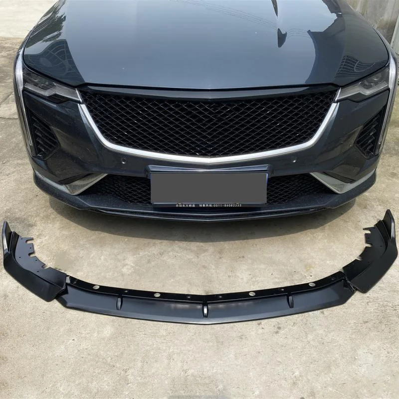 For 2020-2022 Cadillac CT4 Front Bumper Lip Splitter Spoiler Bright Black High Quality ABS Material Carbon Fiber Print