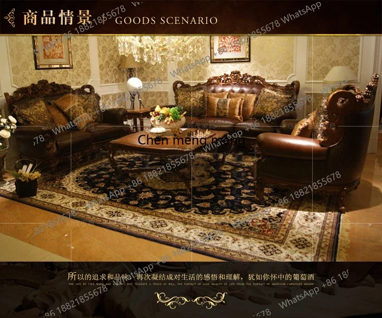 

Лидер продаж, американский ретро, европейский резьбовой вилла из цельного дерева, высококачественный кожаный диван, первый слой, диван из воловьей кожи