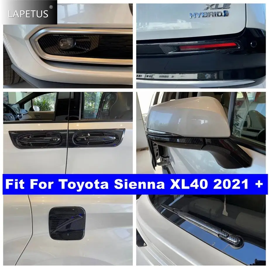 

For Toyota Sienna 2021 - 2023 Carbon Fiber Car Door Handle Bowl / Rearview Mirror / Window Spoiler Panel Accessories Cover Trim