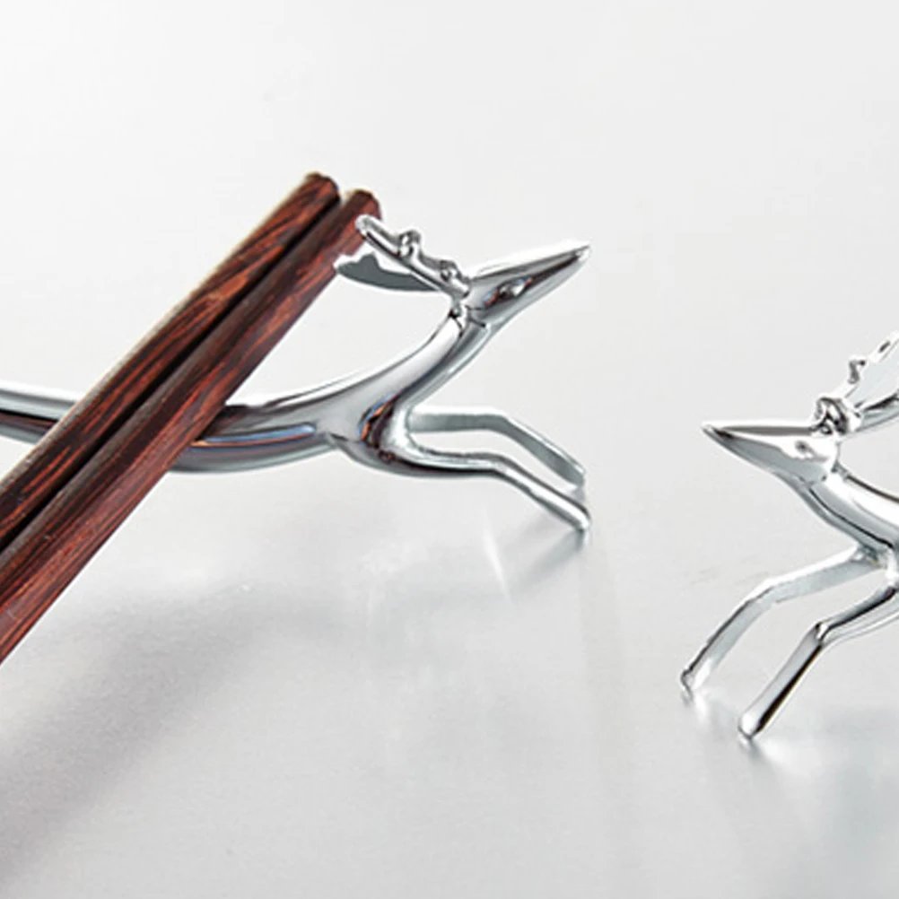 

2pcs Deer Chopstick Rest Metal Spoon Fork Holder Dining Tableware Stand Smooth Design For Home Hotel Kitchen Utensil