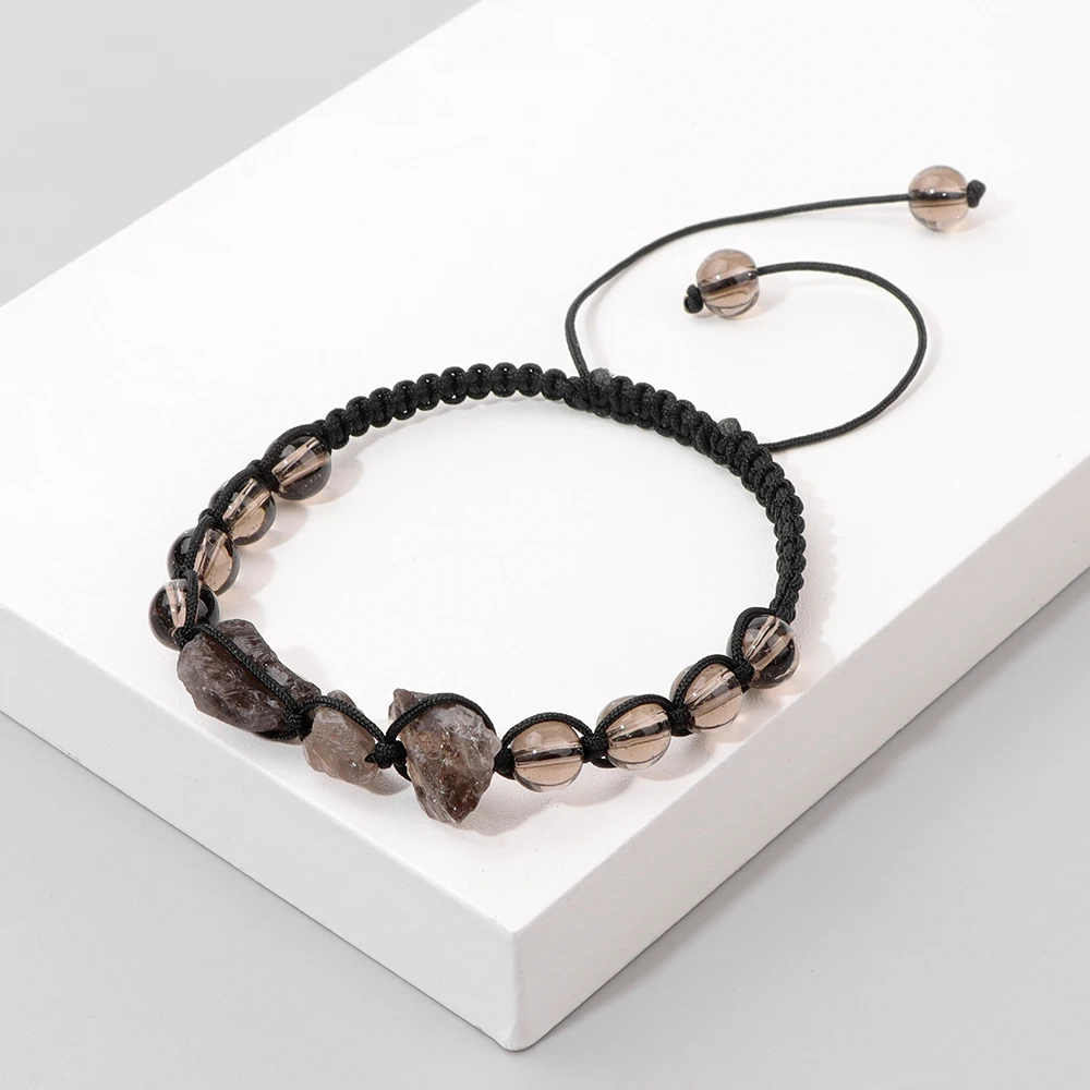 Natural Stone Obsidian Beads Bracelets Irregular Quartz Crystal Gravel Chips Beaded Charm Bracelets for Women Men Jewelry Gift