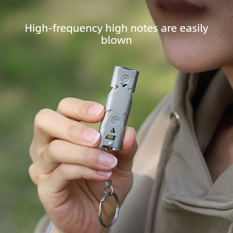 Dual‑Tube Survival Whistle Stainless Steel High Decibel Emergency Whistle for Outdoor Camping Earthquake Rescue Safety Tool