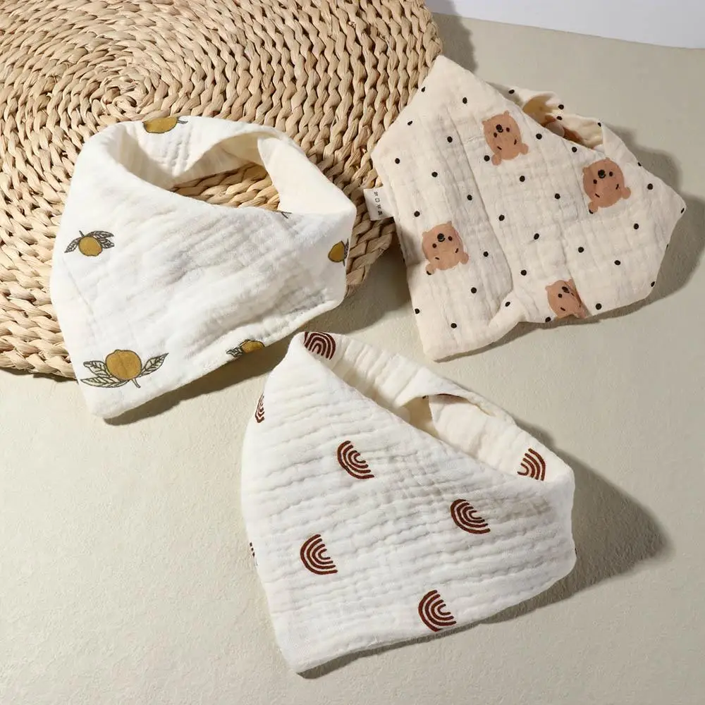 

Cloth Printing Baby Muslin Bibs Cotton Solid Color Saliva Towel Snap Button Soft Burp Cloths Infant Scarf