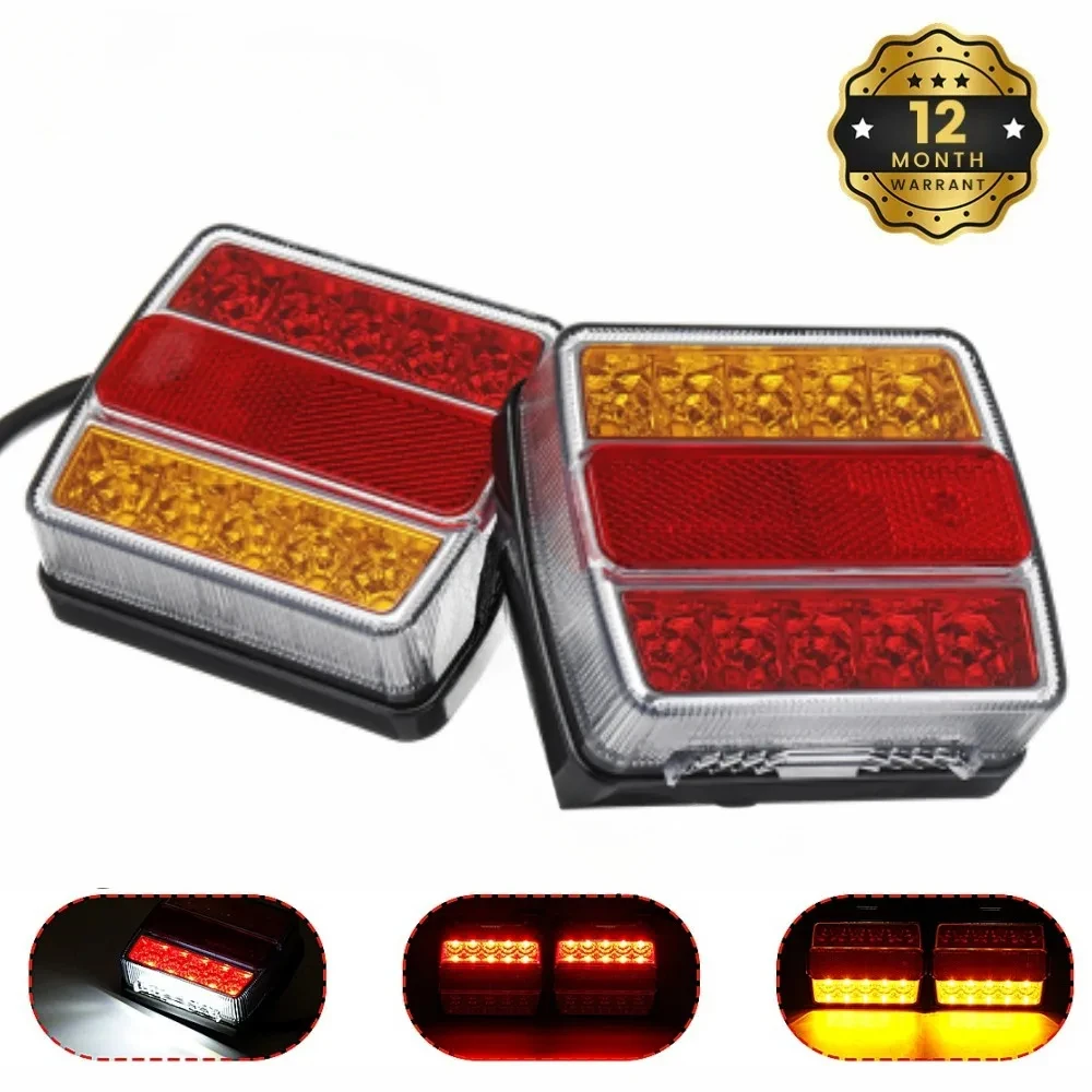 2PCS 12V Rear Side LED Trailer Truck Tail Light Turn Signal Number Plate Light Indicator Waterproof Trailer Bus Lorry Caravan