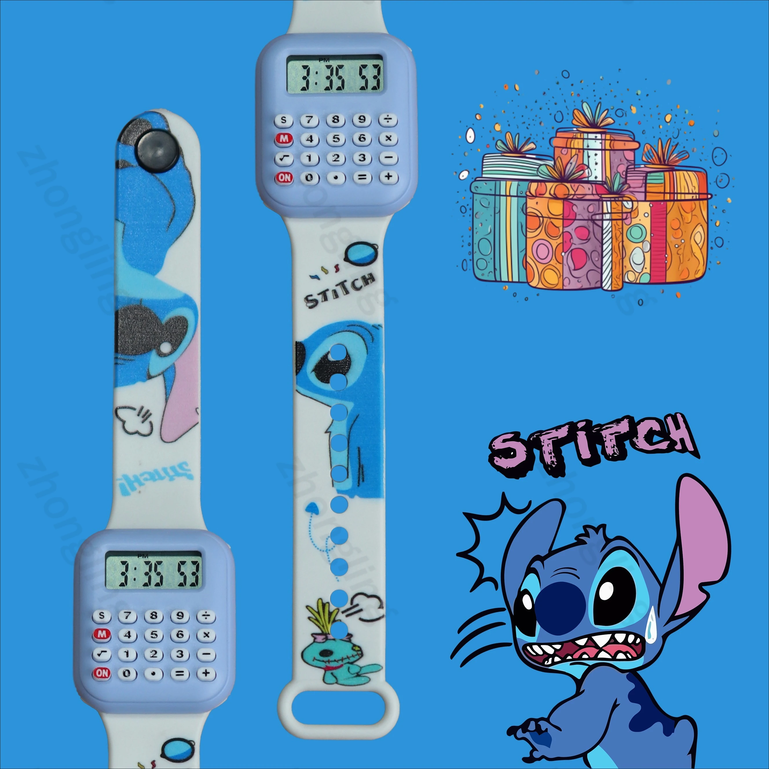 Miniso Disney Stitch LED Watch – Y1 Button, Student Fashion Digital Wristwatch with Calculator, Gift for Kids & Teens