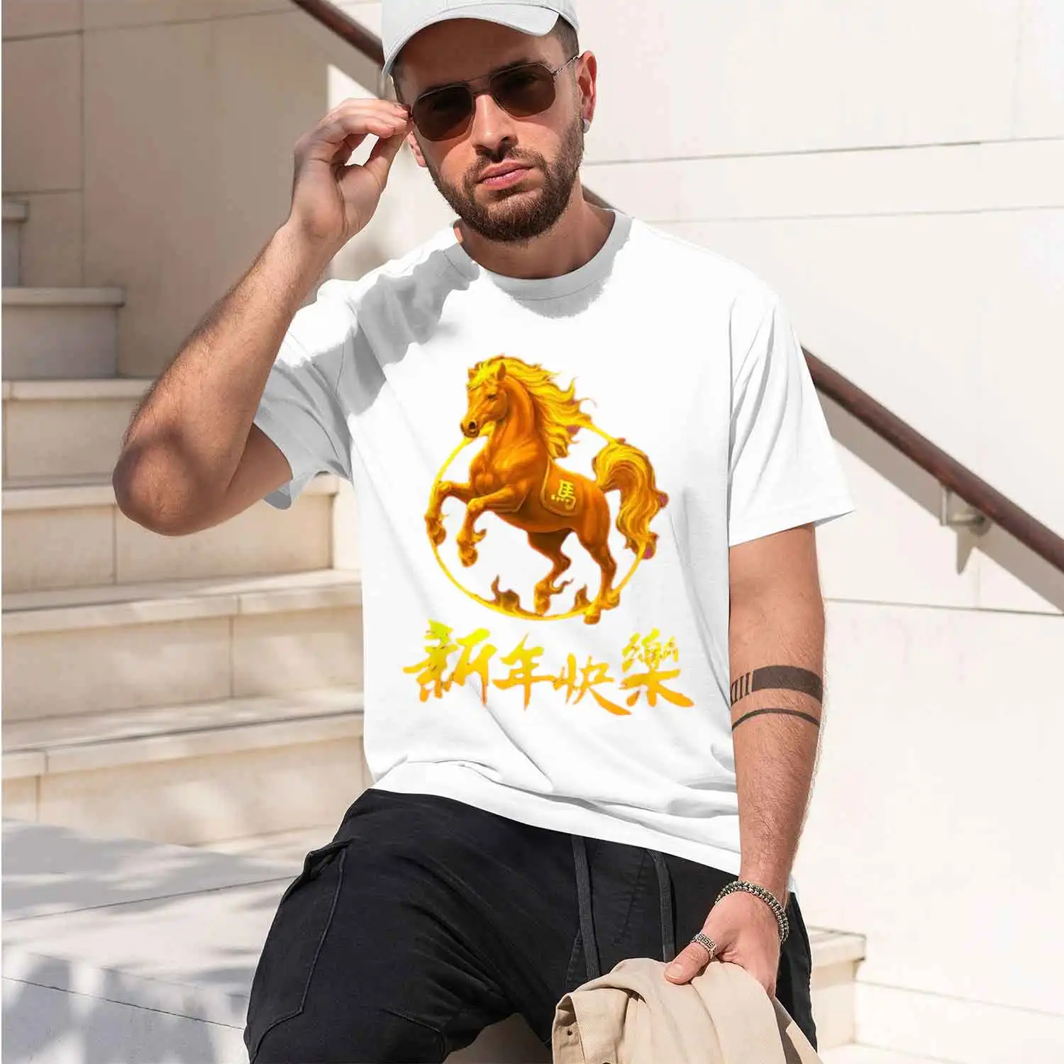 Happy New Year Year of The Horse Horse T Shirt Collectible Zodiac Tee Souvenir for New Year Fans Men Clothing 2026 New Model Sho