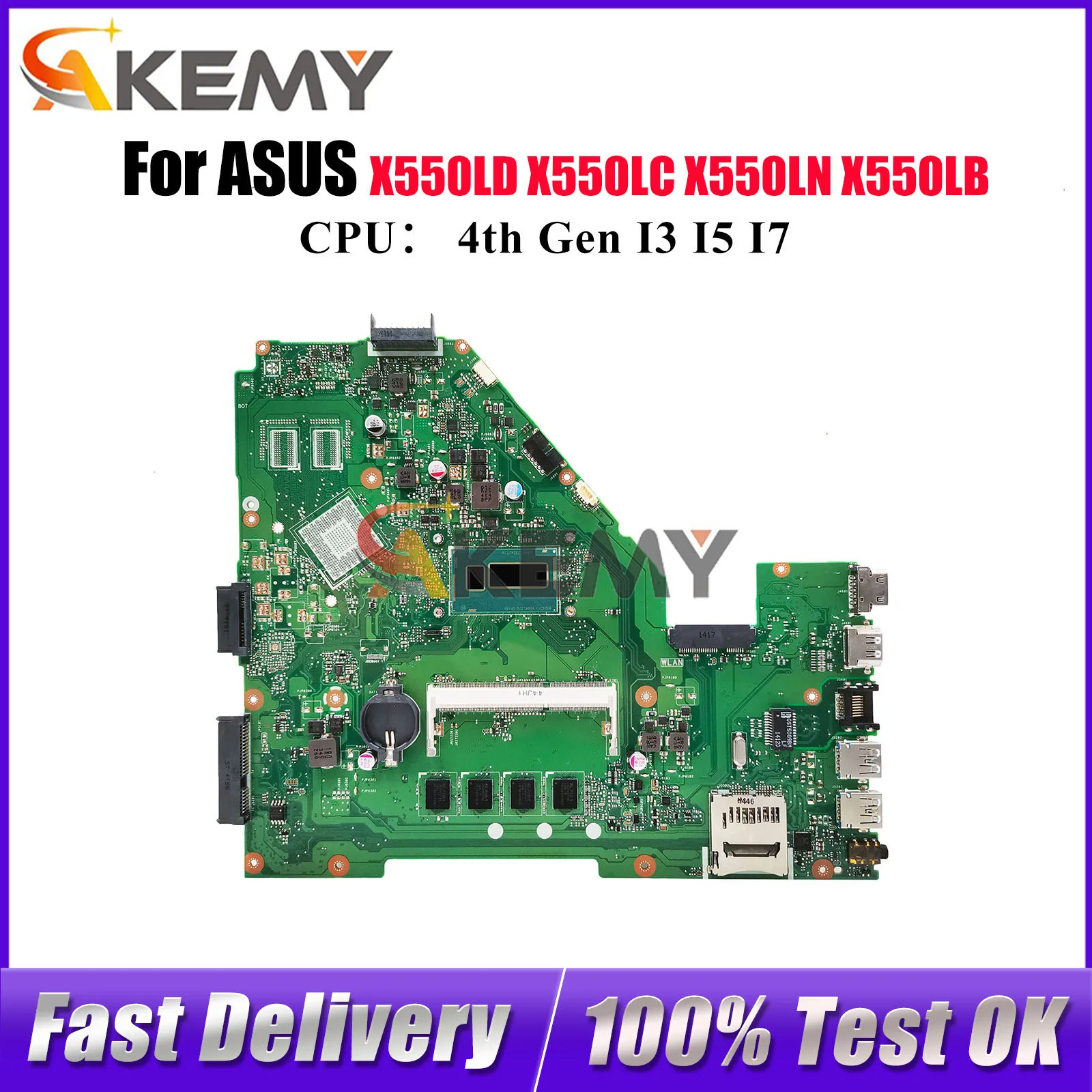 

X550LA Материнская плата для ноутбука ASUS VivoBook X550LN R510L X552L X550LC Y581L X550LB X550LD X550L Материнская плата с процессором I3 I5 I7 stk
