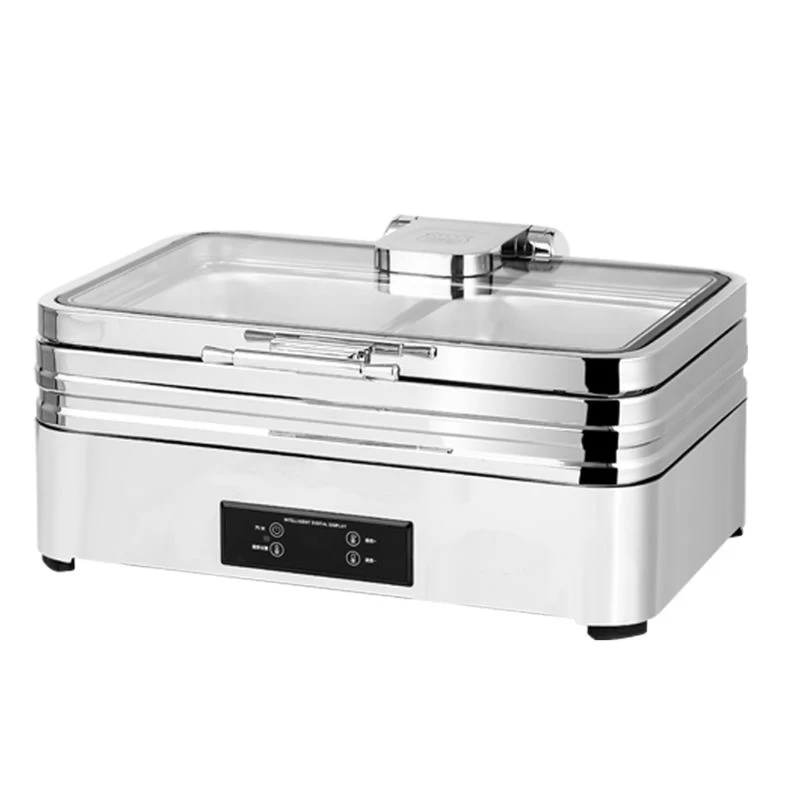 Factory Direct Sale 304 Stainless Steel Hydraulic Cover Electric Chafing Dish Food Display Heater Buffet Warmer Set