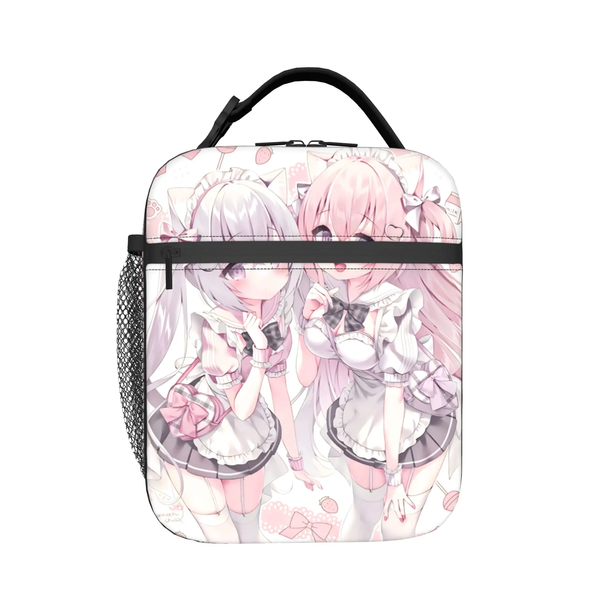 Twin Cat Girls Thermal Insulated Lunch Bag for Travel  Portable Bento Box Men Women Thermal Cooler Lunch Boxes