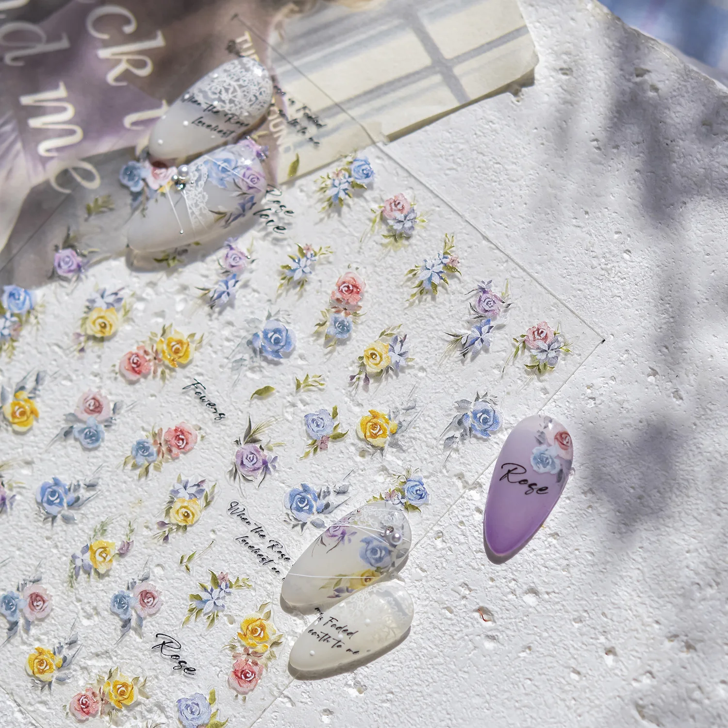 エレガントな水彩ローズ高品質フラワーネイルステッカーデザイン装飾 DIY マニキュア T-5096