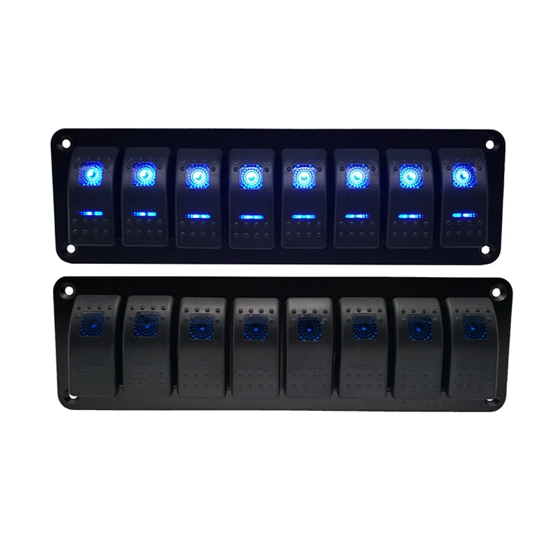 12V 24V Marine Rocker Switch Panel 6 Gang Double Light Car Switch LED Switch Panel for Marine Ships Caravan RV