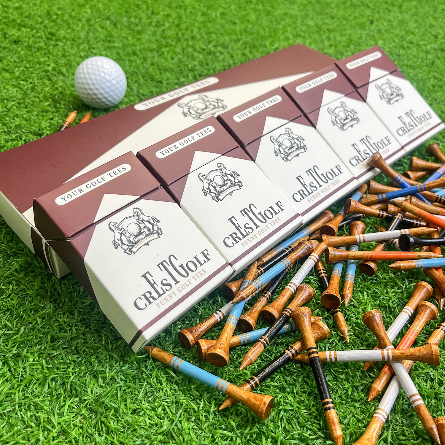 Tees da golf in legno 10 unità Tees da golf da 2-3/4 pollici in confezione in stile sigaretta Tees da golf durevoli Accessorio da golf divertente per i golfisti