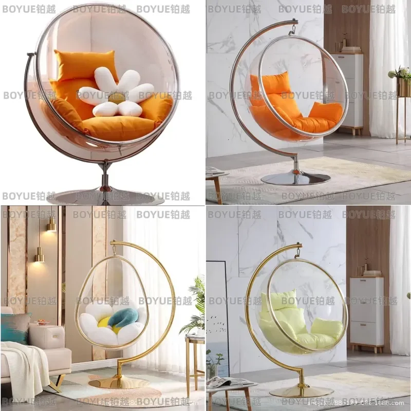 Transparent Acrylic Bubble Hanging Chair Swing Spherical Pod Seat for Home Dormitory Garden Indoor Outdoor Relaxation