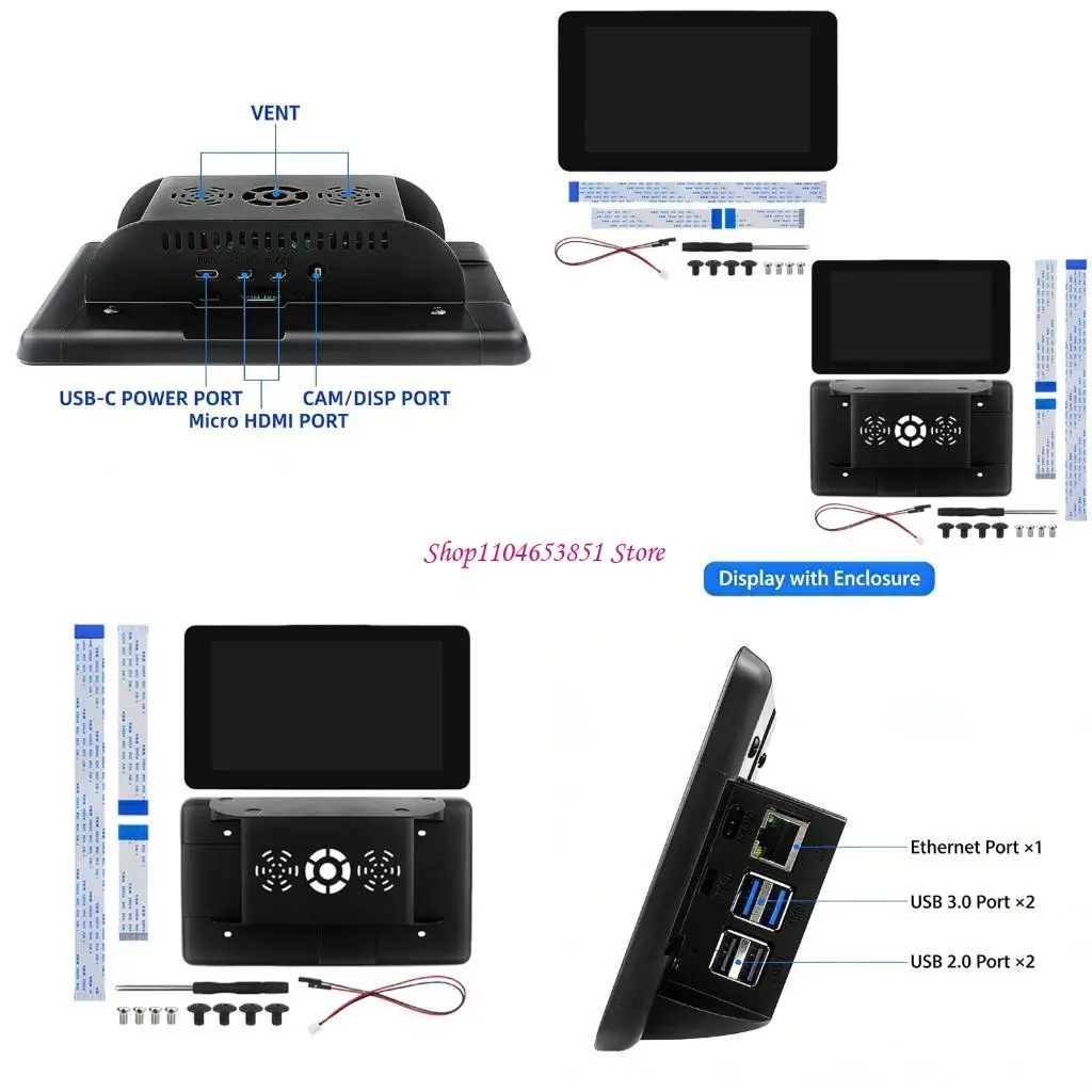 Lightweight 7inch Touchable LCD Touchable Screen Display Development Board 1024x600 for 5 4B 3B+ Development Board Accessories