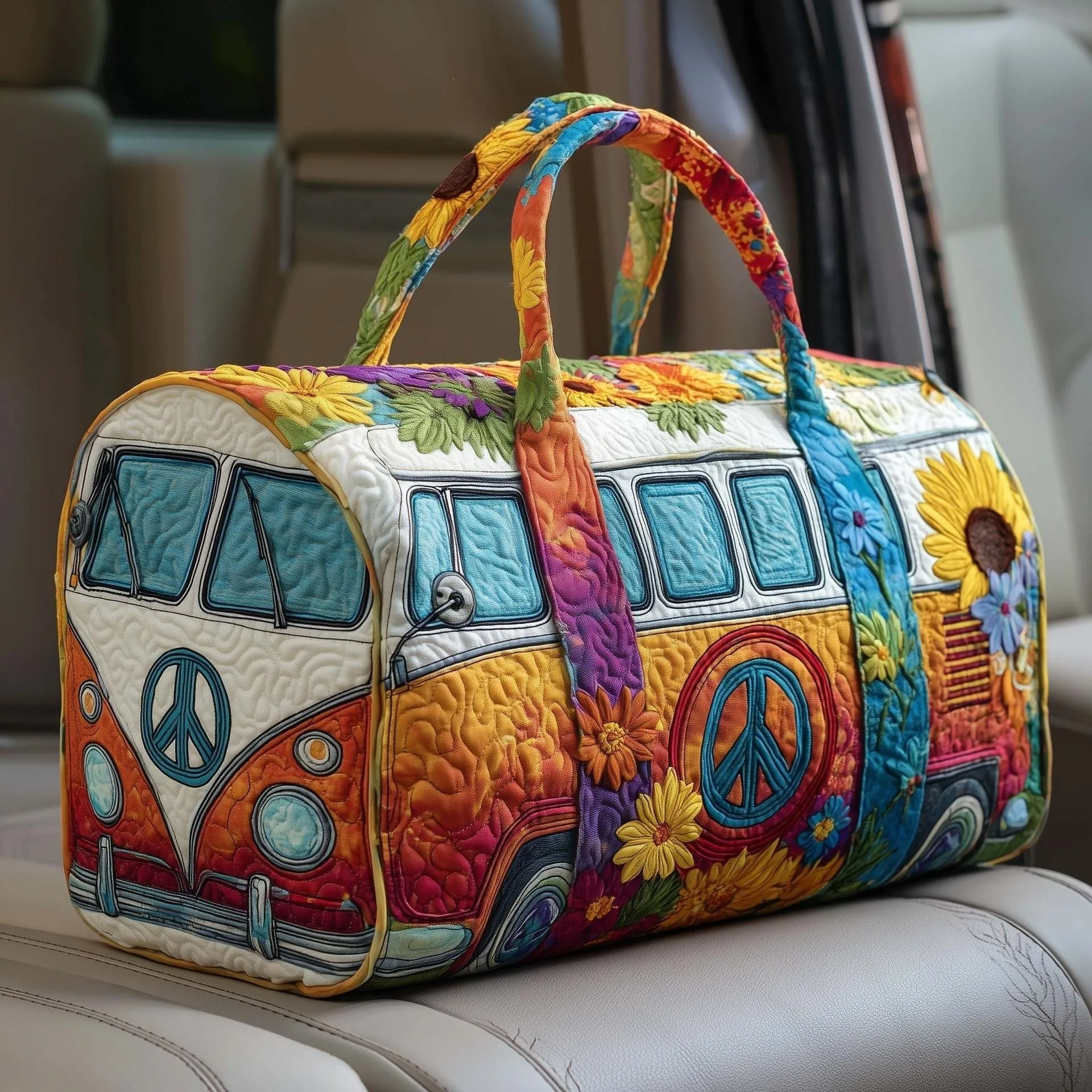 3D-Reisetasche mit Bus-Motiv, Modische Bedruckte Damen-Yogatasche, Handtasche – Detail 5