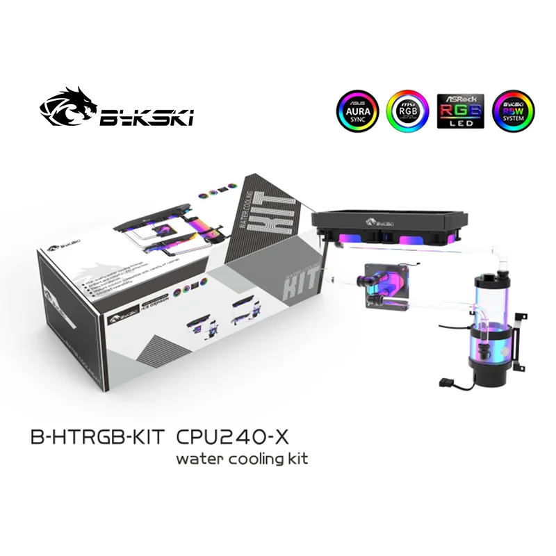 BYKSKI Water Cooling Cooler Kit Wait CPU Water Block Pump 240mm Radiator 120mm Fan Computer Radiator System CPU-240-M