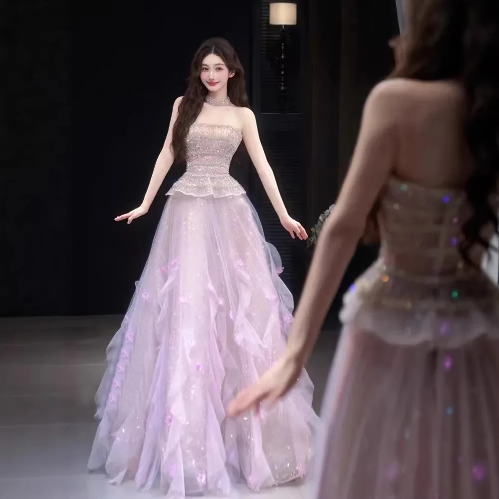 

Pink Evening Dress for Women 2026 High Sense High-End Affordable Luxury Niche Wedding Dress Toast Engagement Annual Meeting Host