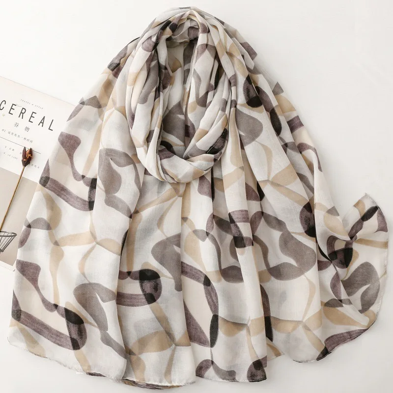 

Winter Natural Pebble Print Cotton Viscose Shawls Scarf Lady High Quality Wrap Pashmina Stole Bufandas Muslim Hijab 180*90Cm