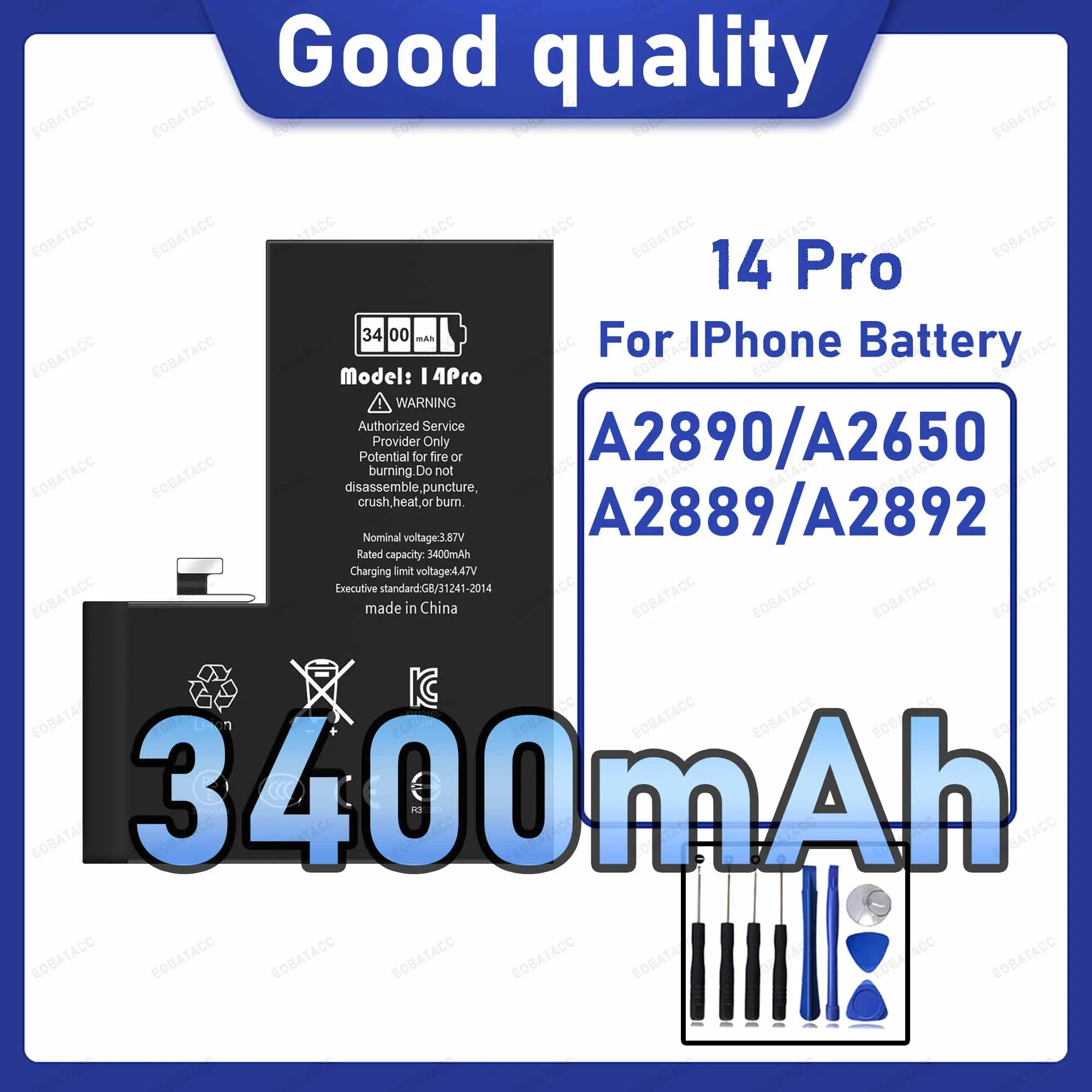 

3400mAh Diagnostic Battery show genuine part no pop up message for iPhone 14 Pro battery