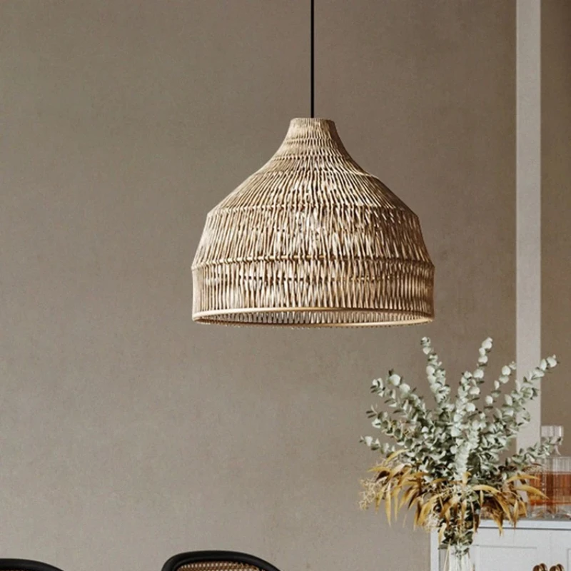 Wabi-sabi نمط الإبداعية الروطان قلادة ضوء مطعم منصة مشروبات الرجعية الثريا مصمم شقة فيلا الفن مصابيح غرفة نوم #1