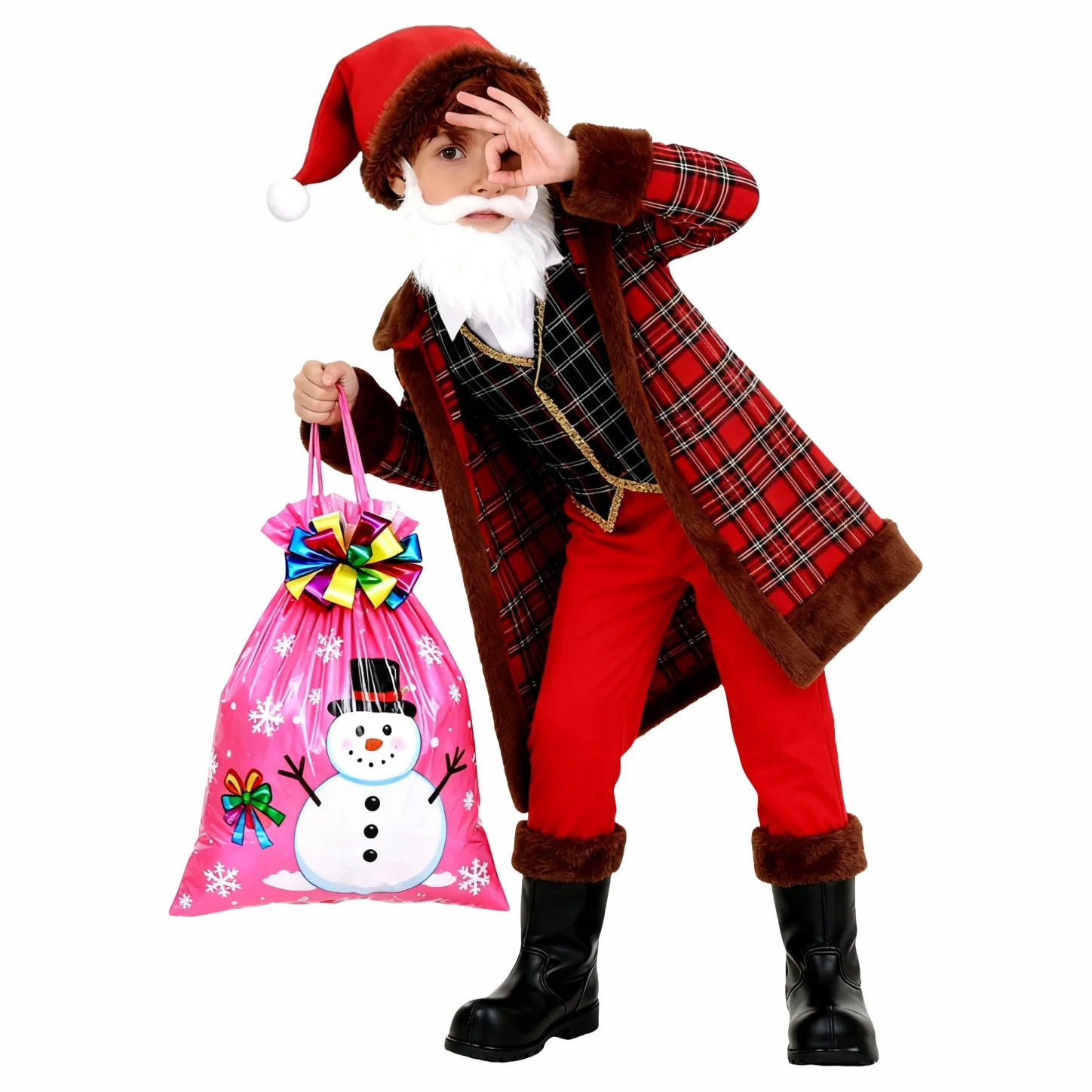 

Christmas Santa Dress-up School Holiday Party Costumes for Kids Boys Festival Xmas New Year Cosplay Role-playing Outfit Suit
