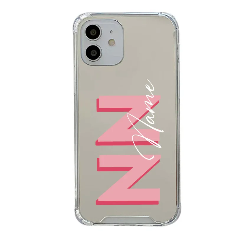 حافظة بمرآة اسم مخصصة ثلاثية الأبعاد ، غطاء مقاوم للصدمات لهاتف آيفون 11 ، XS ، XR ، 14Plus ، 13 ، 12 ، 15 Pro Max ، Max ، SE2020