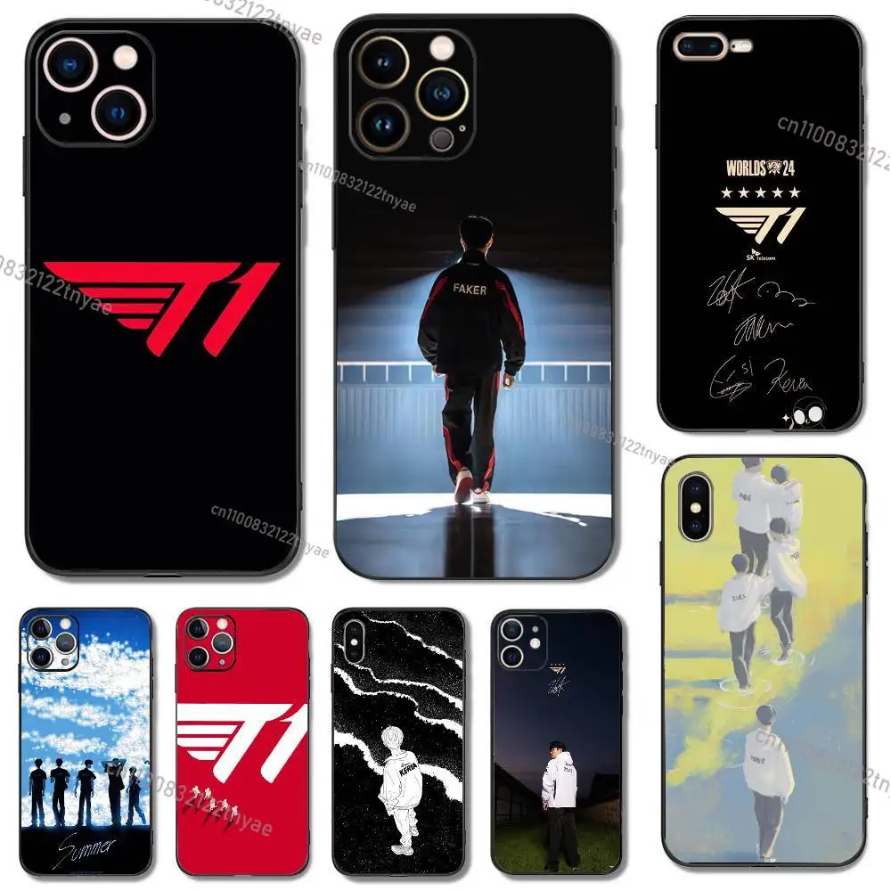 

NEW Team T1 F-Faker LCK Six Star Phone Case For iPhone 17,16,15,14,13,12,11X,XR,XS,Plus,Mini,Pro,Max Soft black Shockproof Cover