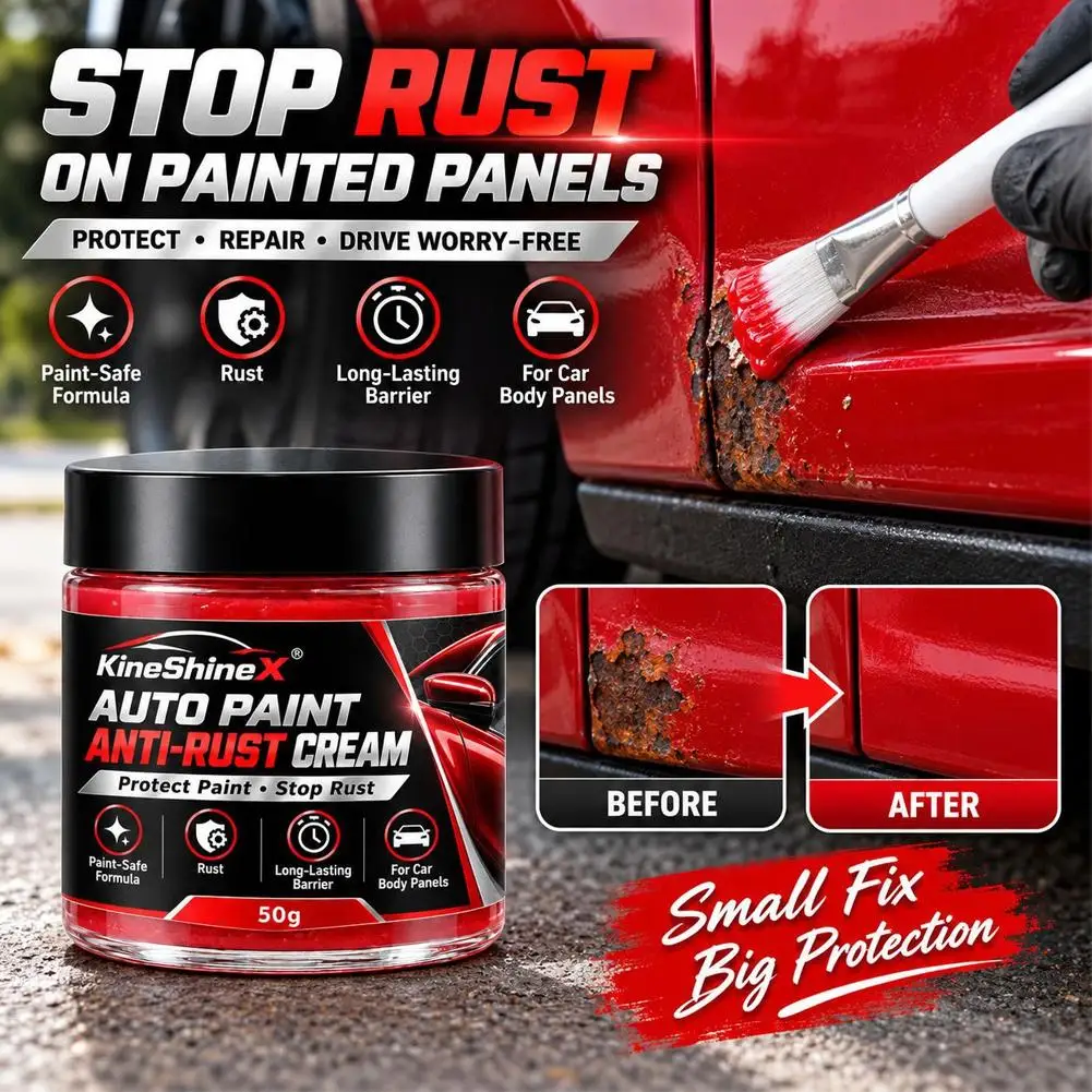 Car Metal Rust Remover Paste Anti-Rust Coating Chassis Repair Cream Protective Polish Paint Tool With Brush For Auto Care 30/50g