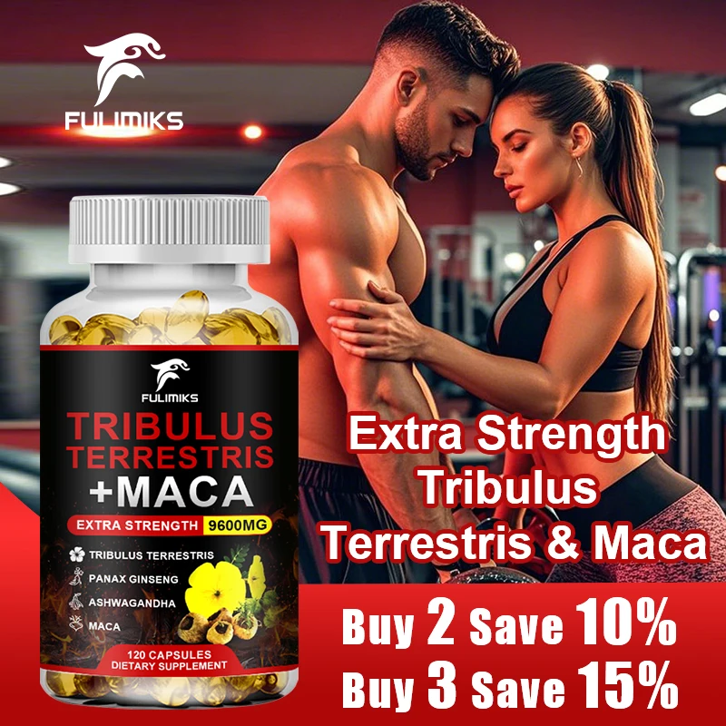 FULIMIKS Tribulus Terrestris Capsules with Maca, Ginseng & Ashwagandha, Supports Male Vitality, Stamina, Focus & Hormone Balance