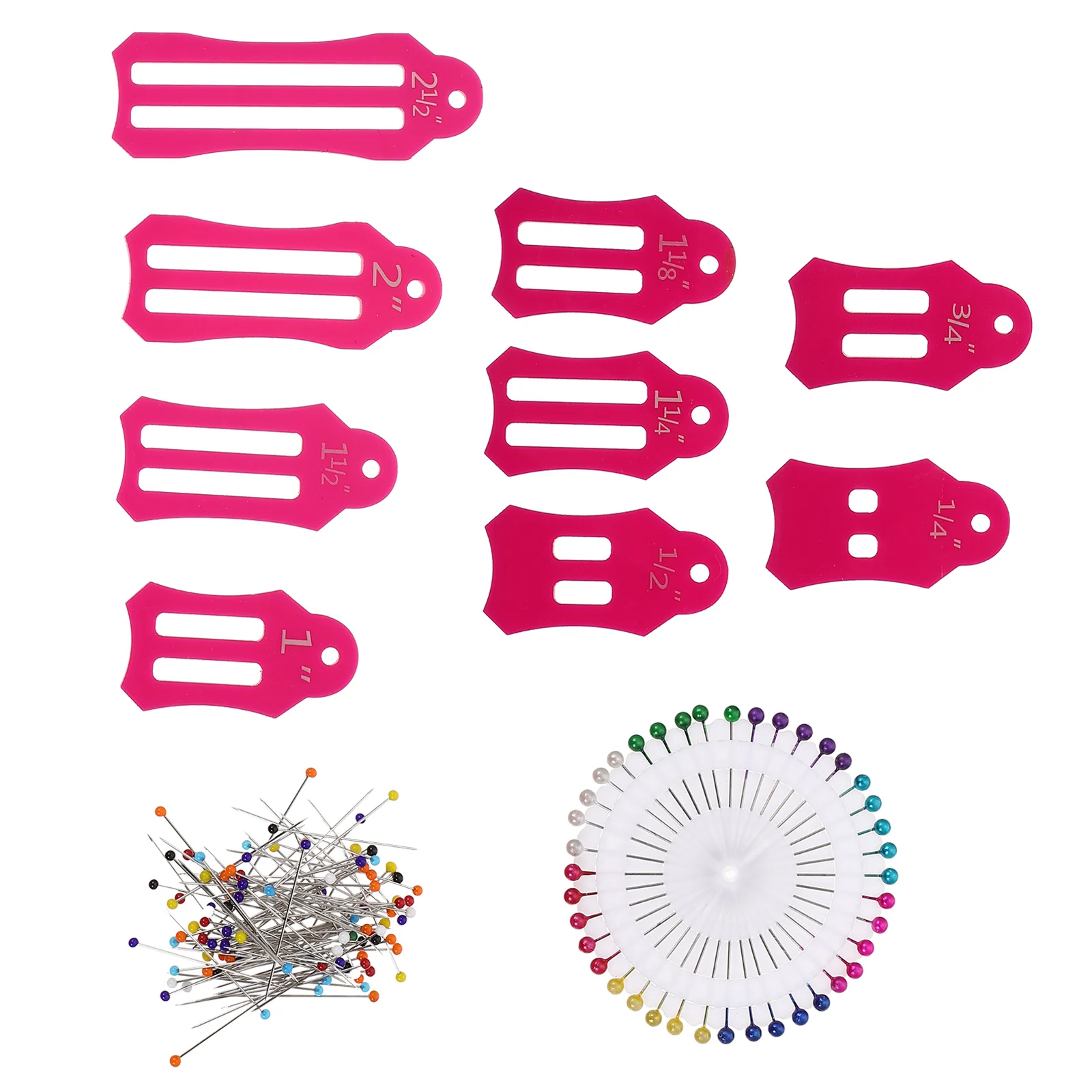 

Sewing Tool Kit Bias Tape Maker Foldable Fabric Ruler Pin Set Quilting Binding Tools Locating Pins Practical Wear Resistant