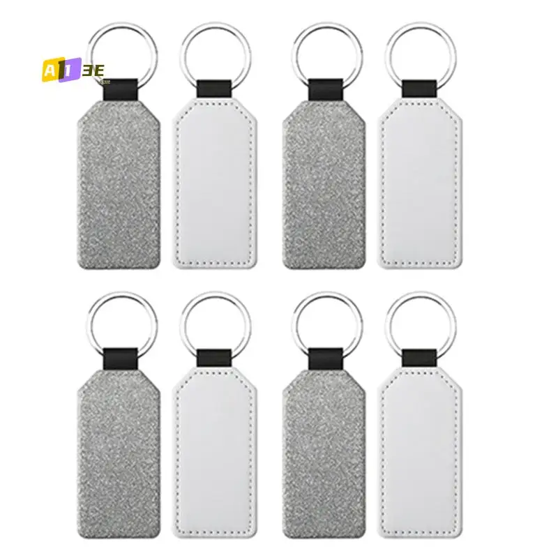 

A13E-20 шт., сублимационные заготовки, брелок для ключей, блестящий брелок из искусственной кожи, брелок для ключей с теплопередачей, сублимационная заготовка, прямоугольник, серебро