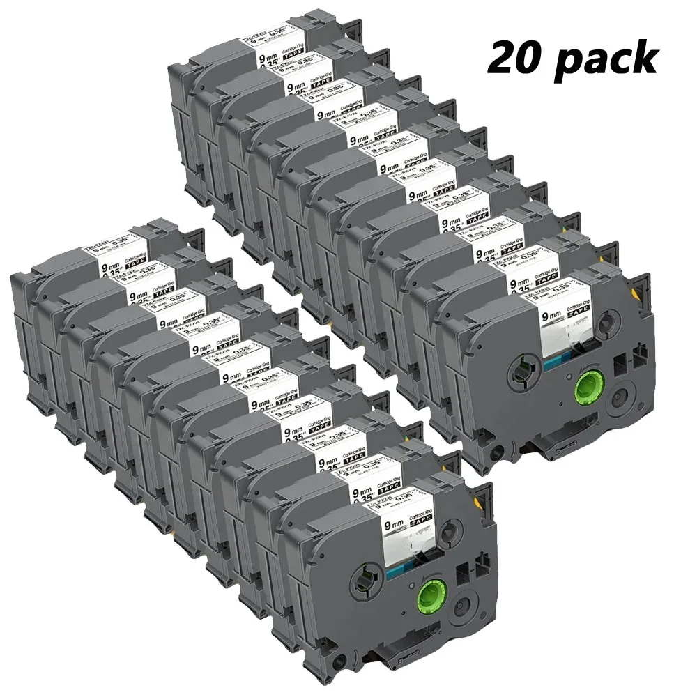 1~20PK Tze221 Compatible for Brother 9mm Strong Adhesive Label Tapes Tze 221 Tze621 121 for Brother P-touch Label Printer