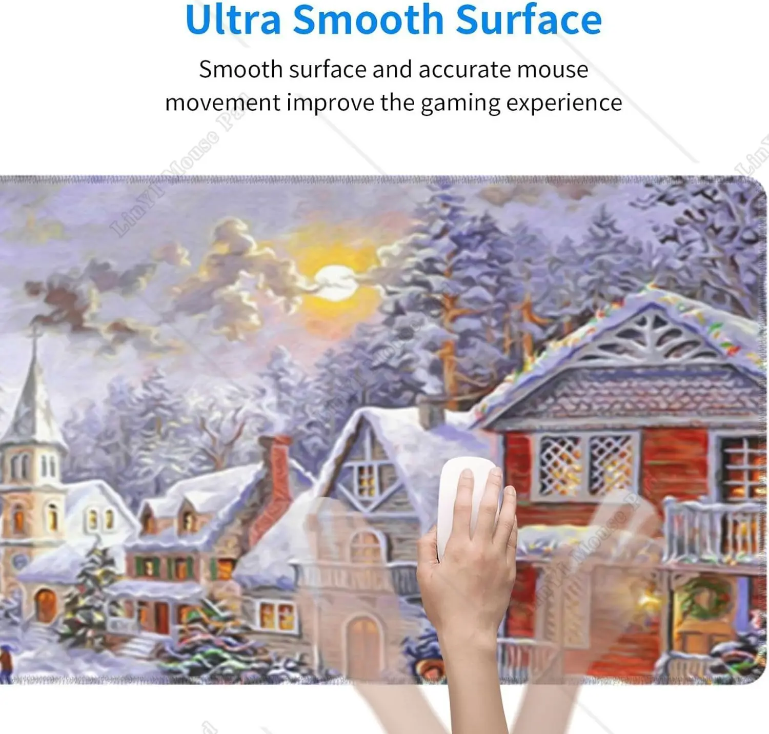 Merry Christmas Gaming Mouse Pad, Base de Borracha Antiderrapante, Árvore de Natal, Xmas Mousepad para Computador, Inverno, 31,5x11,8 polegadas