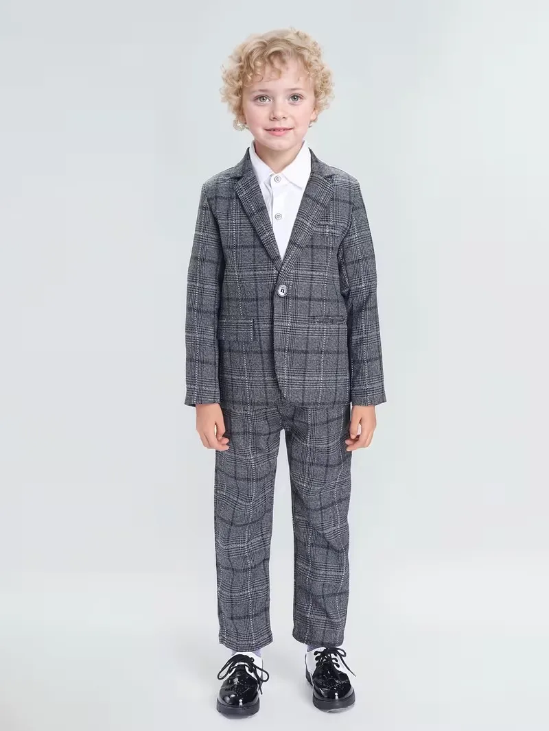 

Детский костюм Gentleman Kids Gary в клетку, весенний, 2 предмета: пиджак и брюки, для фотосессий, свадеб, детских праздников и церемоний