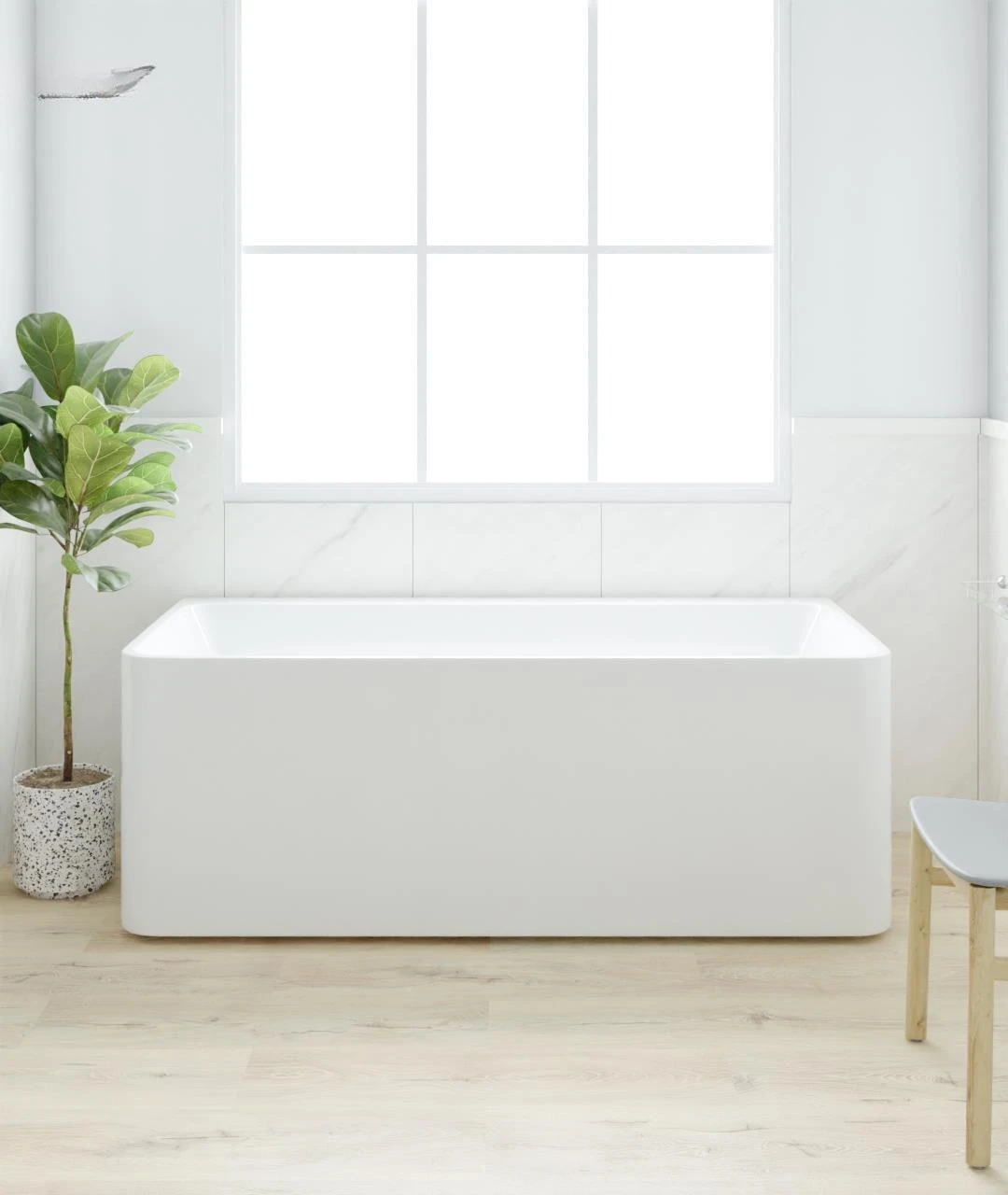 Seamless integrated household insulation three-side skirt, independent bathtub that fits the wall without installation, Japanese