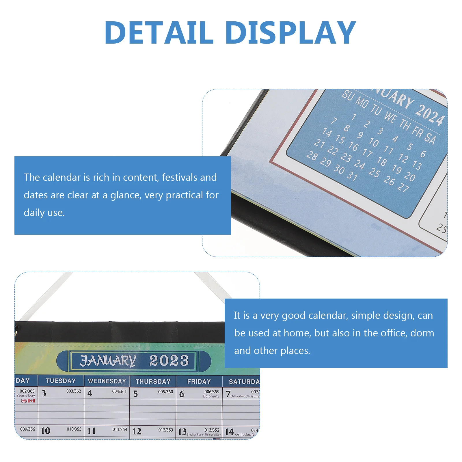 

Wall Calendar 2024 Monthly Planner Household Calendar Large Format Smooth Paper Lightweight For Home Office Dorm Use Printing