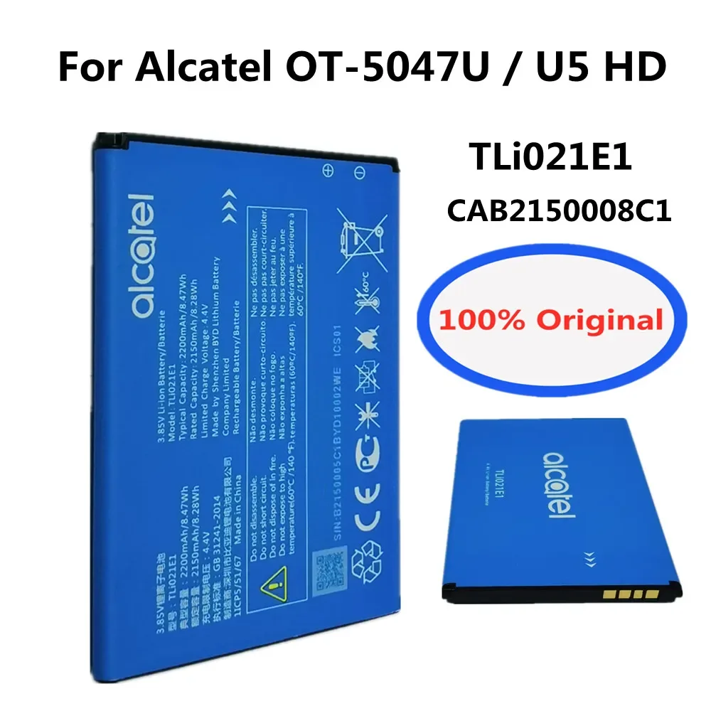 

Высококачественный оригинальный запасной аккумулятор TLi021E1 для Alcatel OT-5047U / U5 HD CAB2150008C1, аккумулятор для мобильного телефона