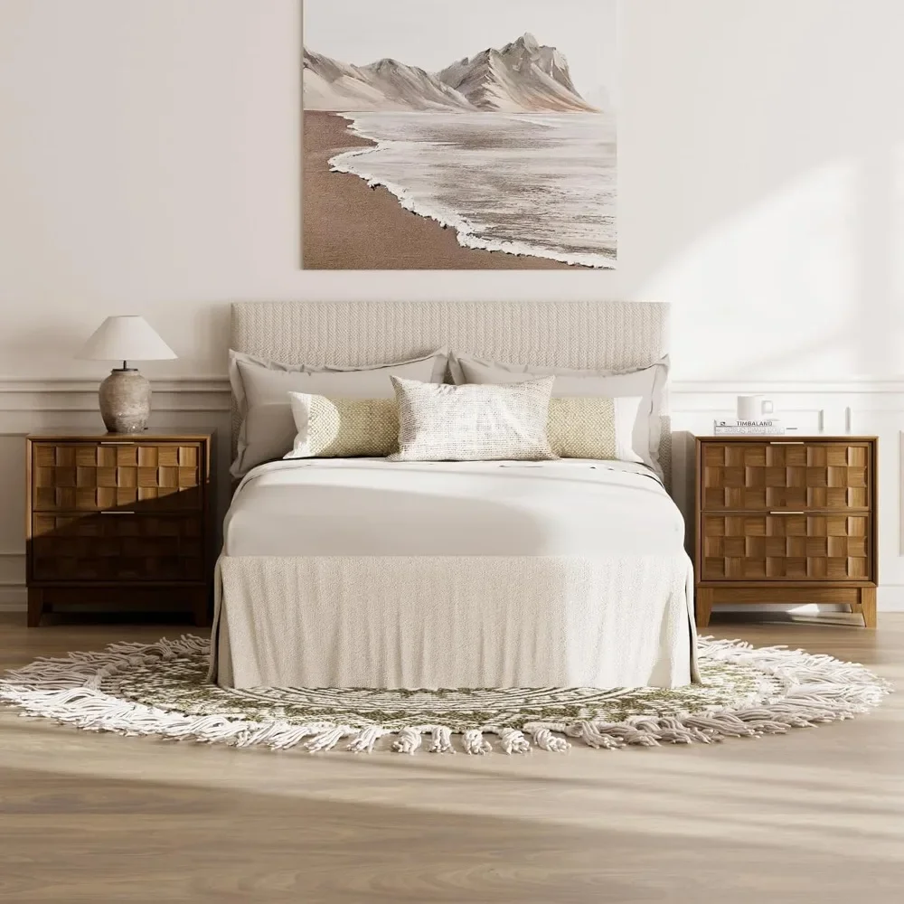 Mesa final, estação de carregamento de mesa de cabeceira, mesa lateral de cama moderna com 2 gavetas de armazenamento, alívio de tabuleiro de xadrez para quarto, dormitório pequenos espaços