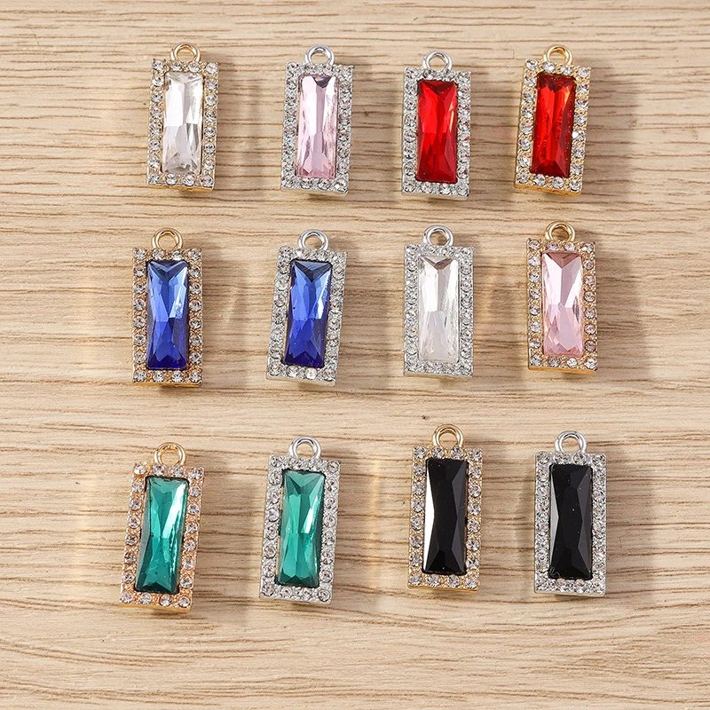 Tusember 10 Stück 9*22mm Charms Kristall-Edelstein Rechteckige Anhänger für DIY Handgemachte Hängeohrringe Halsketten Zubehör – Detail 2